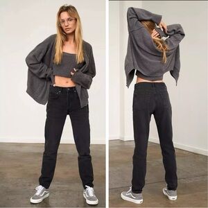 Free People Boyish Billy Jeans La Strada 24 Rigid High Rise Skinny Black NEW